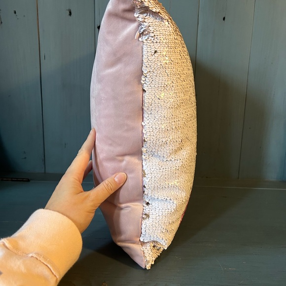 Under The Sea Mermaid 2 Sided Sequin “Claire” Pillow (Gold/Blush Pink) 14x14 - Picture 2 of 7